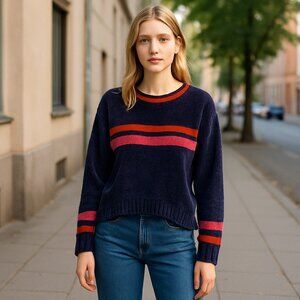 NWT Gorgeous Striped Chenille Crew Neck Pullover